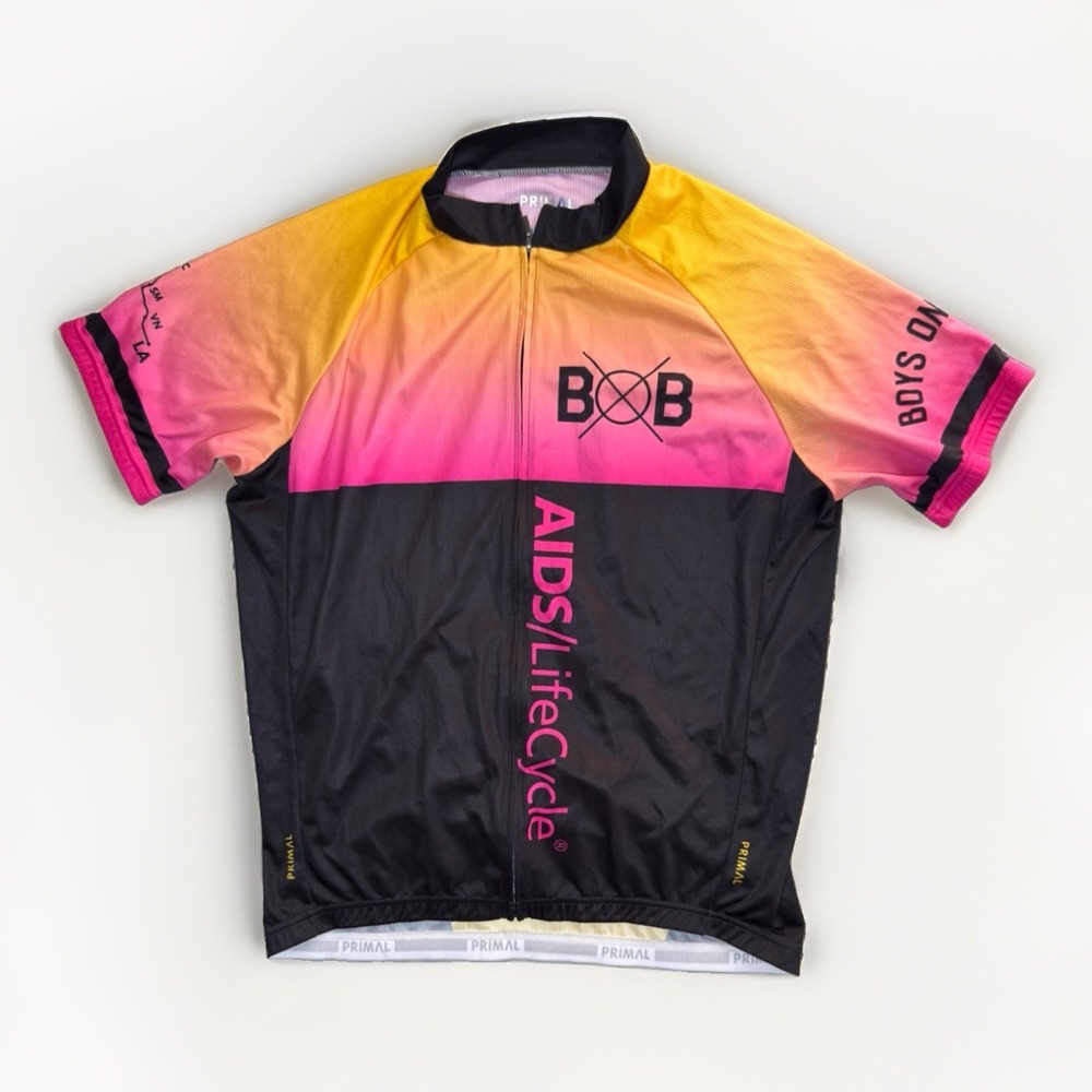 Primal Men's XL AIDS/LifeCycle Boys On Bikes Cycling Jersey Pink Black